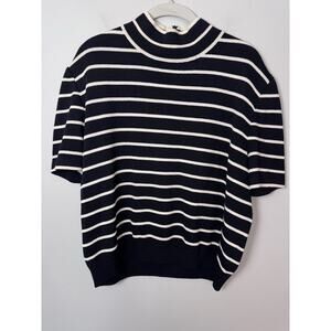 St. John Collection Knit Stripe Short Sleeve Sweater Sz 16